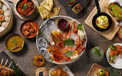 A sumptuous international buffet array at Spectrum restaurant